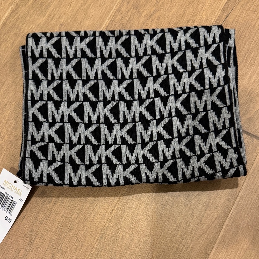 Michael Kors Monogram Black and Gray Scarf